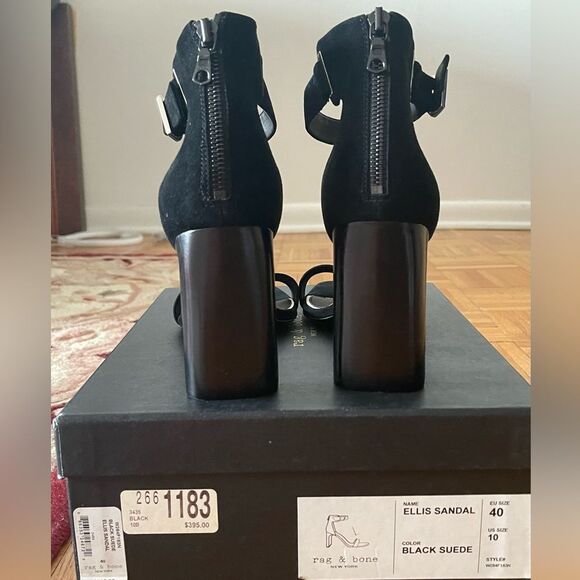 Rag & Bone Leather “Ellis” Sandal Black Size 10 New in Box $395.00 - Picture 11 of 15